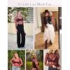 imageHOTOUCH Womens Mesh Sheer Tops Long Sleeve Layering Top Mock Neck See Through Floral Lace Shirt BlouseBurgundy