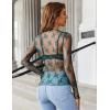 imageHOTOUCH Womens Mesh Sheer Tops Long Sleeve Layering Top Mock Neck See Through Floral Lace Shirt BlouseGreen