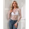 imageHOTOUCH Womens Mesh Sheer Tops Long Sleeve Layering Top Mock Neck See Through Floral Lace Shirt BlouseWhite  Pink