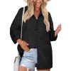 imageHOTOUCH Women Oversized Button Down Shirts Boyfriend Long Sleeve Blouse Collared TopsBlack