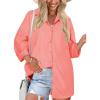 imageHOTOUCH Women Oversized Button Down Shirts Boyfriend Long Sleeve Blouse Collared TopsCoral Pink