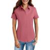 imageHOTOUCH Women Short Sleeve Button Down Shirts Business Work Fitted Collared Blouse Office Basic 2025 Summer Tops S2XLRusty Rose