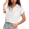 imageHOTOUCH Women Waterproof Button Down Shirt Solid Work Business Blouse StainResistant Short Sleeve TopsA01white