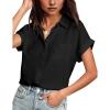 imageHOTOUCH Women Waterproof Button Down Shirt Solid Work Business Blouse StainResistant Short Sleeve TopsA02black