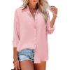 imageHOTOUCH Womens Button Down Shirt Casual Long Sleeves Loose fit Classic Collared Blouses Fasion Textured Top with PocketsAlight Pink