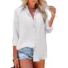 imageHOTOUCH Womens Button Down Shirt Casual Long Sleeves Loose fit Classic Collared Blouses Fasion Textured Top with PocketsAwhite