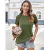 imageHOTOUCH Lace Tops for Women Short Sleeve Summer Shirts Trendy Fashion Pleated Dressy Casual Blouses Holiday OutfitsShort Sleeve Army Green