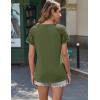 imageHOTOUCH Lace Tops for Women Short Sleeve Summer Shirts Trendy Fashion Pleated Dressy Casual Blouses Holiday OutfitsShort Sleeve Army Green