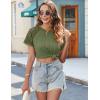 imageHOTOUCH Lace Tops for Women Short Sleeve Summer Shirts Trendy Fashion Pleated Dressy Casual Blouses Holiday OutfitsShort Sleeve Army Green