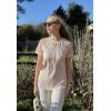 imageHOTOUCH Lace Tops for Women Short Sleeve Summer Shirts Trendy Fashion Pleated Dressy Casual Blouses Holiday OutfitsShort Sleeve Champagne