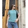 imageHOTOUCH Lace Tops for Women Short Sleeve Summer Shirts Trendy Fashion Pleated Dressy Casual Blouses Holiday OutfitsShort Sleeve Green