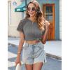 imageHOTOUCH Lace Tops for Women Short Sleeve Summer Shirts Trendy Fashion Pleated Dressy Casual Blouses Holiday OutfitsShort Sleeve Grey