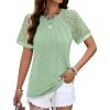 imageHOTOUCH Lace Tops for Women Short Sleeve Summer Shirts Trendy Fashion Pleated Dressy Casual Blouses Holiday OutfitsShort Sleeve Light Green