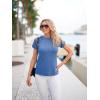 imageHOTOUCH Lace Tops for Women Short Sleeve Summer Shirts Trendy Fashion Pleated Dressy Casual Blouses Holiday OutfitsShort Sleeve Navy