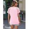 imageHOTOUCH Lace Tops for Women Short Sleeve Summer Shirts Trendy Fashion Pleated Dressy Casual Blouses Holiday OutfitsShort Sleeve Pink