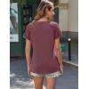 imageHOTOUCH Lace Tops for Women Short Sleeve Summer Shirts Trendy Fashion Pleated Dressy Casual Blouses Holiday OutfitsShort Sleeve Wine Red