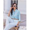 imageHOTOUCH Women Button Down Shirts 34 Sleeve Basic Business Dress Shirt Slim Fitted Classic V Neck Button Up Work Blouse TopsLight Blue