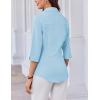 imageHOTOUCH Women Button Down Shirts 34 Sleeve Basic Business Dress Shirt Slim Fitted Classic V Neck Button Up Work Blouse TopsLight Blue
