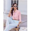 imageHOTOUCH Women Button Down Shirts 34 Sleeve Basic Business Dress Shirt Slim Fitted Classic V Neck Button Up Work Blouse TopsPink