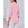 imageHOTOUCH Women Button Down Shirts 34 Sleeve Basic Business Dress Shirt Slim Fitted Classic V Neck Button Up Work Blouse TopsPink
