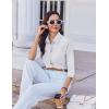 imageHOTOUCH Women Button Down Shirts 34 Sleeve Basic Business Dress Shirt Slim Fitted Classic V Neck Button Up Work Blouse TopsWhite