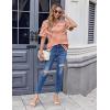 imageHOTOUCH Women Oversized T Shirts V Neck Short Sleeve Tees Casual Loose Tunic Summer Tops with PocketBrown