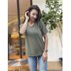 imageHOTOUCH Women Oversized T Shirts V Neck Short Sleeve Tees Casual Loose Tunic Summer Tops with PocketDark Green