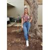 imageHOTOUCH Womens Casual Short Sleeve Shirts Summer Printed V Neck Blouses Drawstring Ruffled Boho T Shirt Flowy TunicBoho Floral