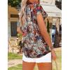 imageHOTOUCH Womens Casual Short Sleeve Shirts Summer Printed V Neck Blouses Drawstring Ruffled Boho T Shirt Flowy TunicBoho Floral