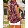 imageHOTOUCH Womens Casual Short Sleeve Shirts Summer Printed V Neck Blouses Drawstring Ruffled Boho T Shirt Flowy TunicFloral Red