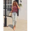 imageHOTOUCH Womens Casual Short Sleeve Shirts Summer Printed V Neck Blouses Drawstring Ruffled Boho T Shirt Flowy TunicFloral Red