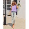 imageHOTOUCH Womens Casual Short Sleeve Shirts Summer Printed V Neck Blouses Drawstring Ruffled Boho T Shirt Flowy TunicLilac