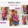 imageHOTOUCH Womens Casual Short Sleeve Shirts Summer Printed V Neck Blouses Drawstring Ruffled Boho T Shirt Flowy TunicPurple Geometric