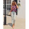 imageHOTOUCH Womens Casual Short Sleeve Shirts Summer Printed V Neck Blouses Drawstring Ruffled Boho T Shirt Flowy TunicPurple Geometric