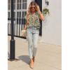imageHOTOUCH Womens Casual Short Sleeve Shirts Summer Printed V Neck Blouses Drawstring Ruffled Boho T Shirt Flowy TunicSpring Floral