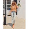 imageHOTOUCH Womens Casual Short Sleeve Shirts Summer Printed V Neck Blouses Drawstring Ruffled Boho T Shirt Flowy TunicVibrant Yellow Floral