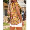 imageHOTOUCH Womens Casual Short Sleeve Shirts Summer Printed V Neck Blouses Drawstring Ruffled Boho T Shirt Flowy TunicVibrant Yellow Floral