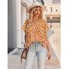 imageHOTOUCH Womens Casual Short Sleeve Shirts Summer Printed V Neck Blouses Drawstring Ruffled Boho T Shirt Flowy TunicVibrant Yellow Floral