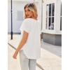 imageHOTOUCH Womens Casual Short Sleeve Shirts Summer Printed V Neck Blouses Drawstring Ruffled Boho T Shirt Flowy TunicWhite