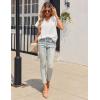 imageHOTOUCH Womens Casual Short Sleeve Shirts Summer Printed V Neck Blouses Drawstring Ruffled Boho T Shirt Flowy TunicWhite
