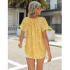 imageHOTOUCH Womens Casual Short Sleeve Shirts Summer Printed V Neck Blouses Drawstring Ruffled Boho T Shirt Flowy TunicYellow Floral