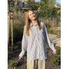 imageHOTOUCH Womens Striped Button Down Shirts Collared Shirt Casual Long Sleeve Business Office Work Blouses TopsBlack Striped