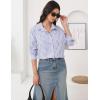 imageHOTOUCH Womens Striped Button Down Shirts Collared Shirt Casual Long Sleeve Business Office Work Blouses TopsBlue Striped