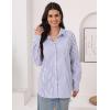 imageHOTOUCH Womens Striped Button Down Shirts Collared Shirt Casual Long Sleeve Business Office Work Blouses TopsBlue Striped