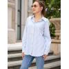 imageHOTOUCH Womens Striped Button Down Shirts Collared Shirt Casual Long Sleeve Business Office Work Blouses TopsGreen Striped