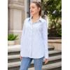 imageHOTOUCH Womens Striped Button Down Shirts Collared Shirt Casual Long Sleeve Business Office Work Blouses TopsGreen Striped