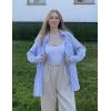 imageHOTOUCH Womens Striped Button Down Shirts Collared Shirt Casual Long Sleeve Business Office Work Blouses TopsLight Blue Striped