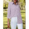 imageHOTOUCH Womens Striped Button Down Shirts Collared Shirt Casual Long Sleeve Business Office Work Blouses TopsPurple Striped