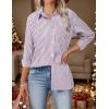 imageHOTOUCH Womens Striped Button Down Shirts Collared Shirt Casual Long Sleeve Business Office Work Blouses TopsPurple Striped