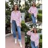 imageHOTOUCH Womens Striped Button Down Shirts Collared Shirt Casual Long Sleeve Business Office Work Blouses TopsStriped Red